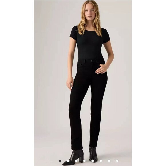 levis black corduroy 724 high rise straight jeans Denim 26 - Picture 1 of 7